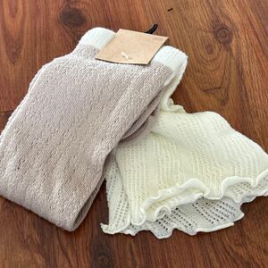 NWT Nordstrom over the knee thigh high socks tan cream women's